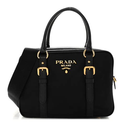 PRADA Tessuto Nylon Saffiano Bauletto Black Black